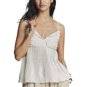 Anthropologie Ollari New York Ruffle Tank Top NWT L White So Feminine ❤️